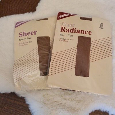 Lot of 2 Sheer Radiance Control Top Pantyhose AAfes Brand Size Q/02 Beige Sealed